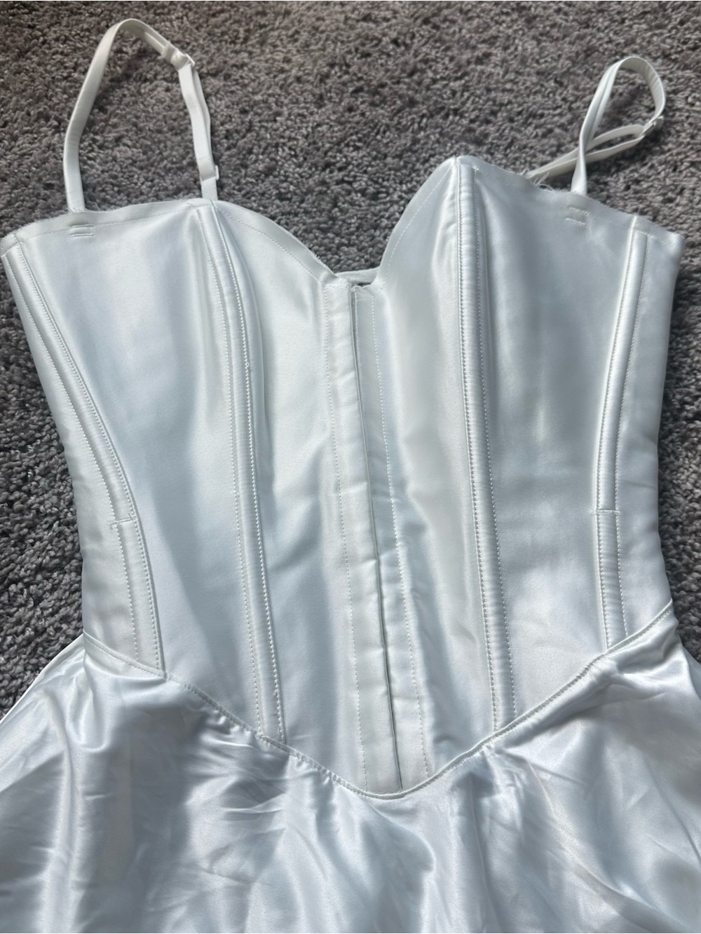 SKIMS White Satin Corset Mini Dress - Picture 3 of 6